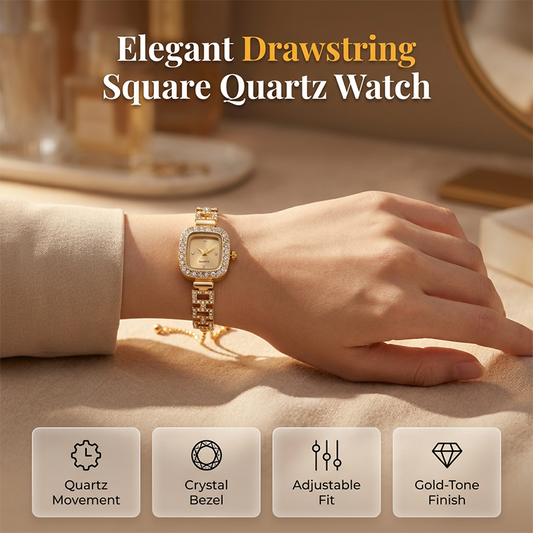 ⌚✨Damen Zugband-Armbanduhr Quadratisch Quarz｜Elegante Damen Quarz Armbanduhr mit Zugband & quadratischem Zifferblatt