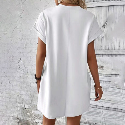 Unifarbenes Tunic-Kleid mit Rundhalsausschnitt und lockerer Passform