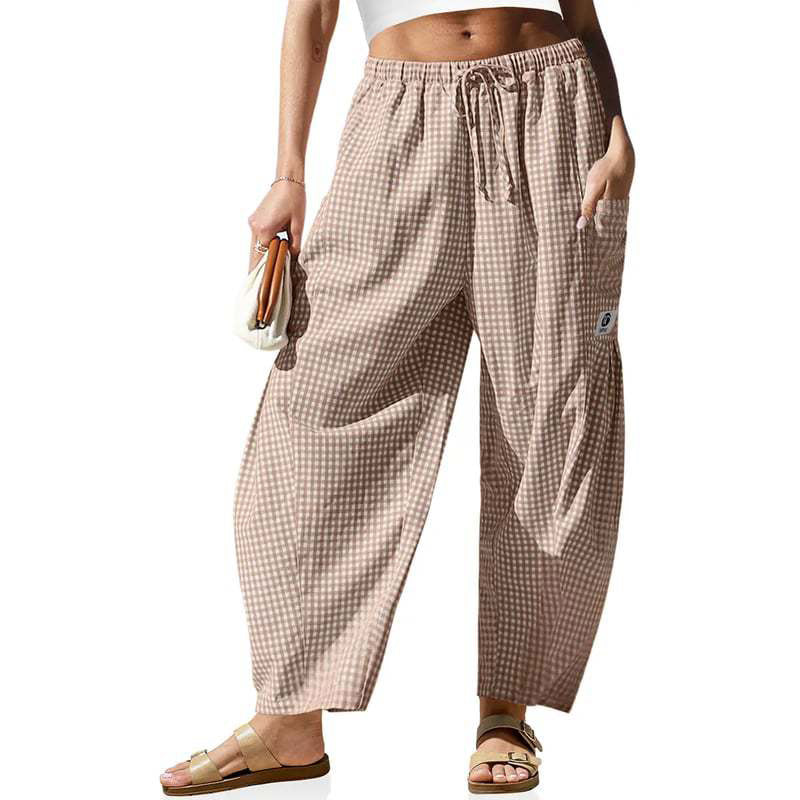 Damensommerhose mit Karomuster & lockerer Passform