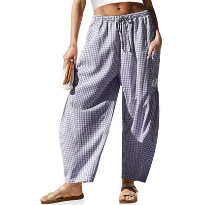 Damensommerhose mit Karomuster & lockerer Passform