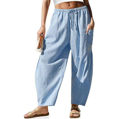 Damensommerhose mit Karomuster & lockerer Passform