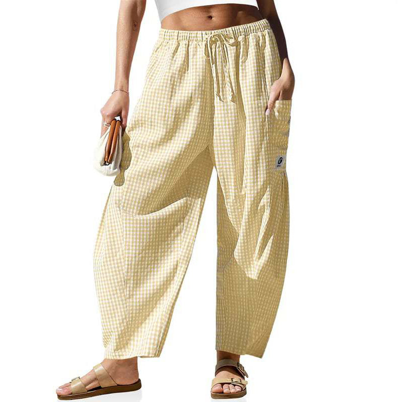 Damensommerhose mit Karomuster & lockerer Passform