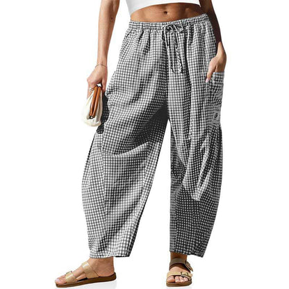 Damensommerhose mit Karomuster & lockerer Passform