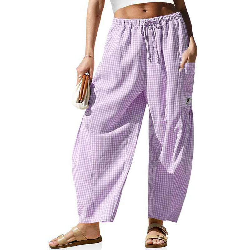 Damensommerhose mit Karomuster & lockerer Passform