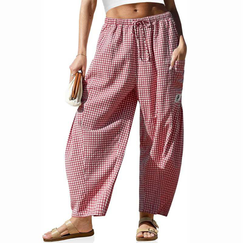 Damensommerhose mit Karomuster & lockerer Passform
