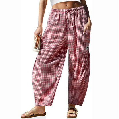 Damensommerhose mit Karomuster & lockerer Passform