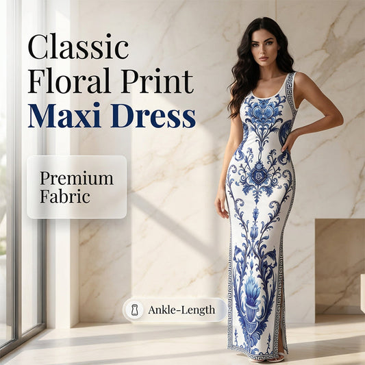 👗 Damen-Maxikleid mit floralem Print – klassisches Design, weich fallender Stoff & vielseitig kombinierbar 🌸