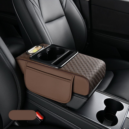 📢📢 50 % RABATT🚗 5-in-1 Auto-Armlehnen-Organizer – Konsolenpolster mit Aufbewahrungstaschen, Getränkehalter & Handyfach