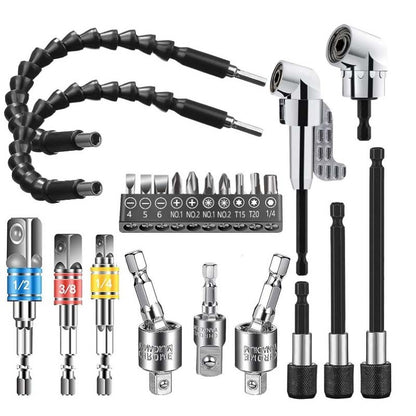 🔧 50% RABATT! 🔩 105-Grad-Winkelbohrer-Adapter-Set – Für enge Stellen & präzises Bohren – Kompatibel mit den meisten Bohrmaschinen – ideal für Möbelbau, Elektroinstallation & Heimwerkerprojekte 🛠️✨