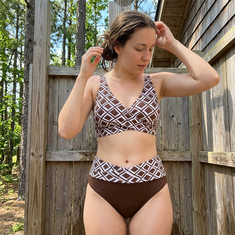 🏖️ Sommer-Sale 60% Rabatt 🏝️👙Damens Hochtailliertes Zweiteiliges Bikini-Set 🌊