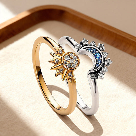 🌙 Himmlisches Paar-Ring-Set – Perfekt als Liebesbeweis oder Freundschaftsring – elegantes Design für zwei ❤️✨