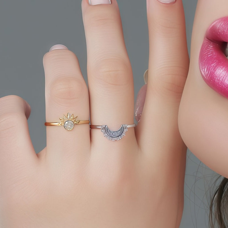 🌙 Himmlisches Paar-Ring-Set – Perfekt als Liebesbeweis oder Freundschaftsring – elegantes Design für zwei ❤️✨