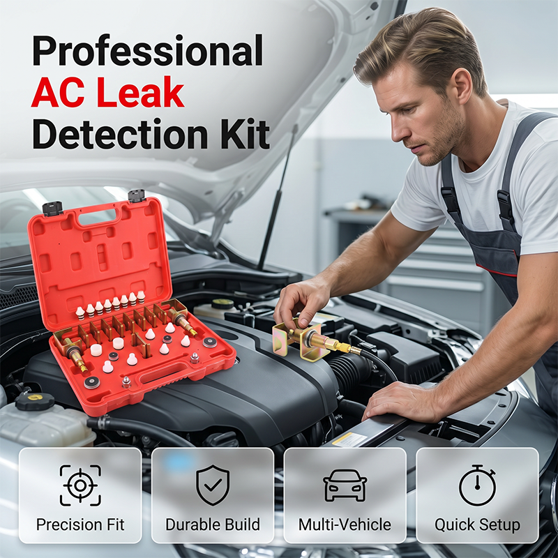 ⚙️ Komplettes A/C-Leckage-Prüfwerkzeug – robuste Kupferadapter, vielseitige Anschlüsse & zuverlässige Abdichtung, ideal für Werkstatt & Selbsthilfe 🛠️🚗