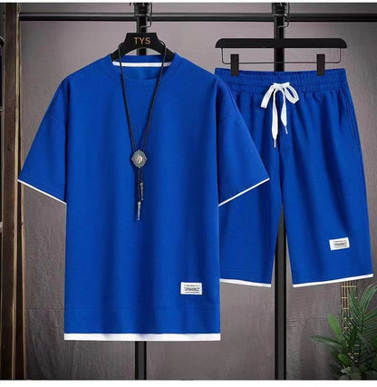 Herren 2-teiliges Set aus Waffelstoff: Kurzarm-T-Shirt & Shorts