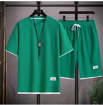 Herren 2-teiliges Set aus Waffelstoff: Kurzarm-T-Shirt & Shorts