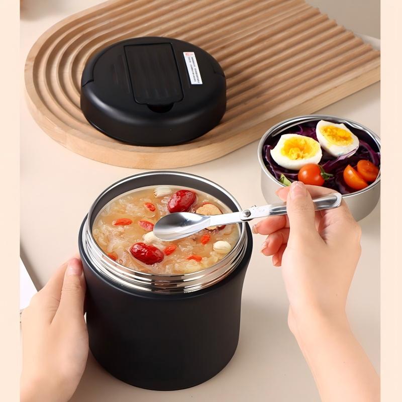 🥣 Vakuum-Thermobehälter mit Faltlöffel – warme Mahlzeiten überall genießen!