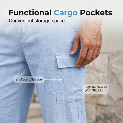 👕☀️Herren Sommer Leinen-Set – Lockeres Hemd & Cargo-Shorts Zweiteiliges Outfit