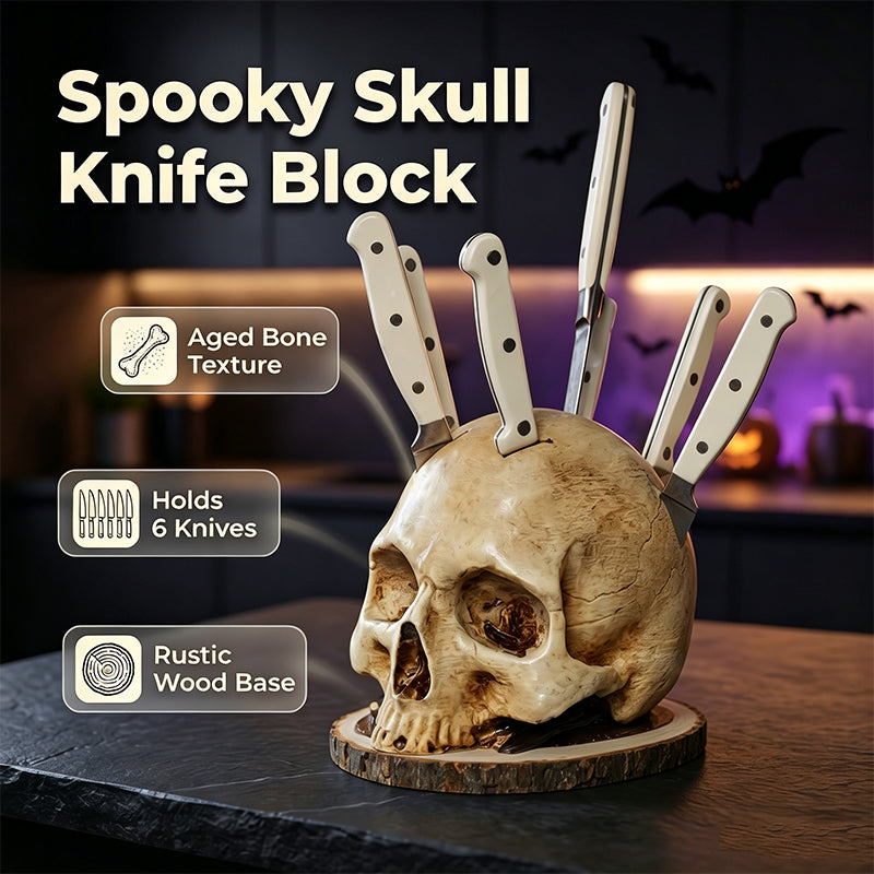 💀 Lustiger Schädel-Messerblock für die Küche – Praktische Aufbewahrung mit Gothic-Style