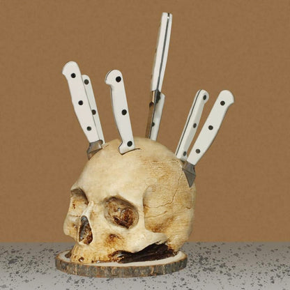 💀 Lustiger Schädel-Messerblock für die Küche – Praktische Aufbewahrung mit Gothic-Style