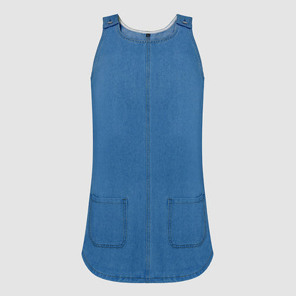 💙 50% RABATT! 👗 Damen lässiges Denim-Trägerkleid – Leichter Jeansstoff, verstellbare Träger & bequeme Passform – Perfekt für warme Tage & lässige Looks ☀️