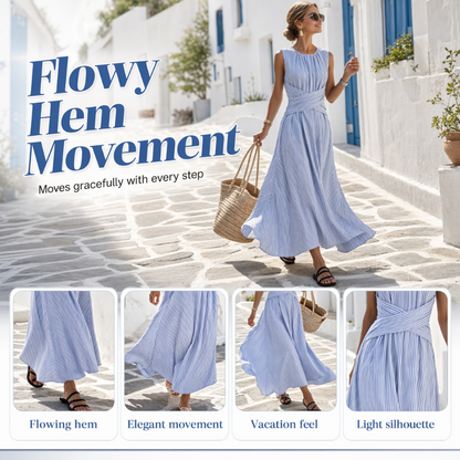 ⏳Zeitlich begrenztes Angebot: 50 % Rabatt⏰ Damen Ärmelloses Gestreiftes Maxikleid🎀👗