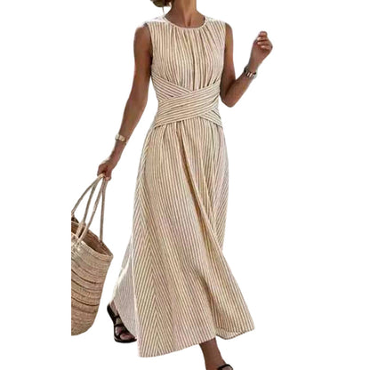 ⏳Zeitlich begrenztes Angebot: 50 % Rabatt⏰ Damen Ärmelloses Gestreiftes Maxikleid🎀👗