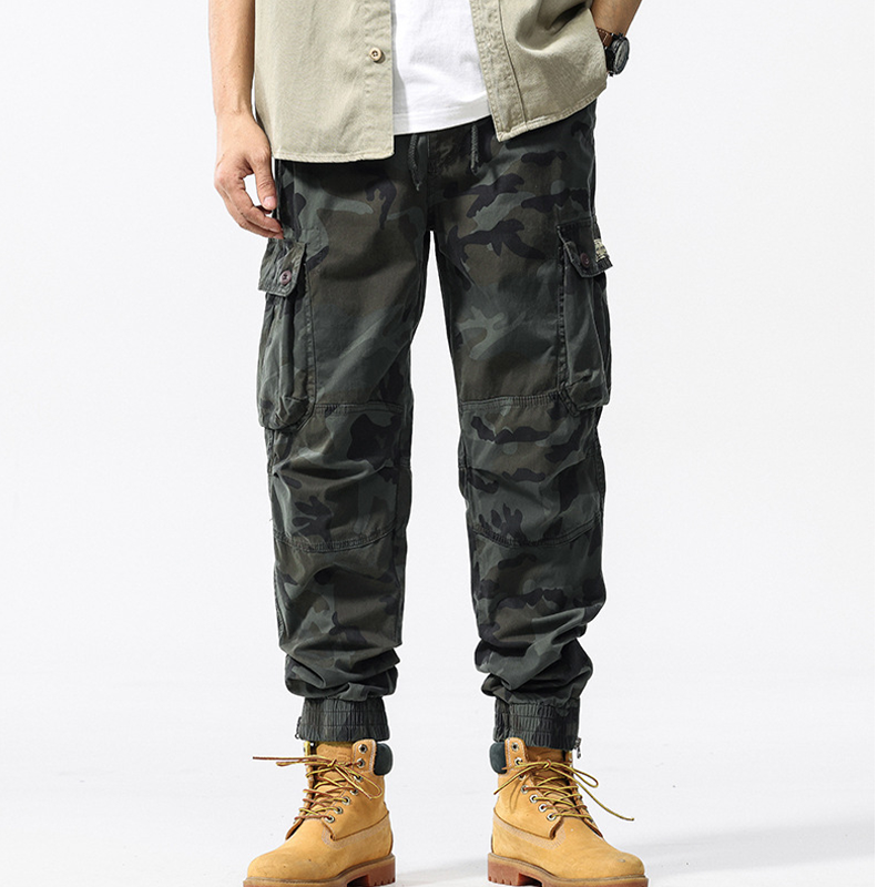 Herren-Camouflage-Cargo-Hose mit Bündchen und lässigem Schnitt