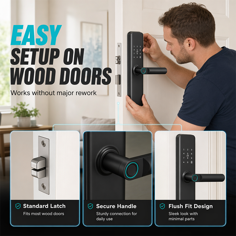 🚪🔒Smartes Fingerabdruck-Türschloss für Innentüren aus Holz – Kein Bohren erforderlich🔥