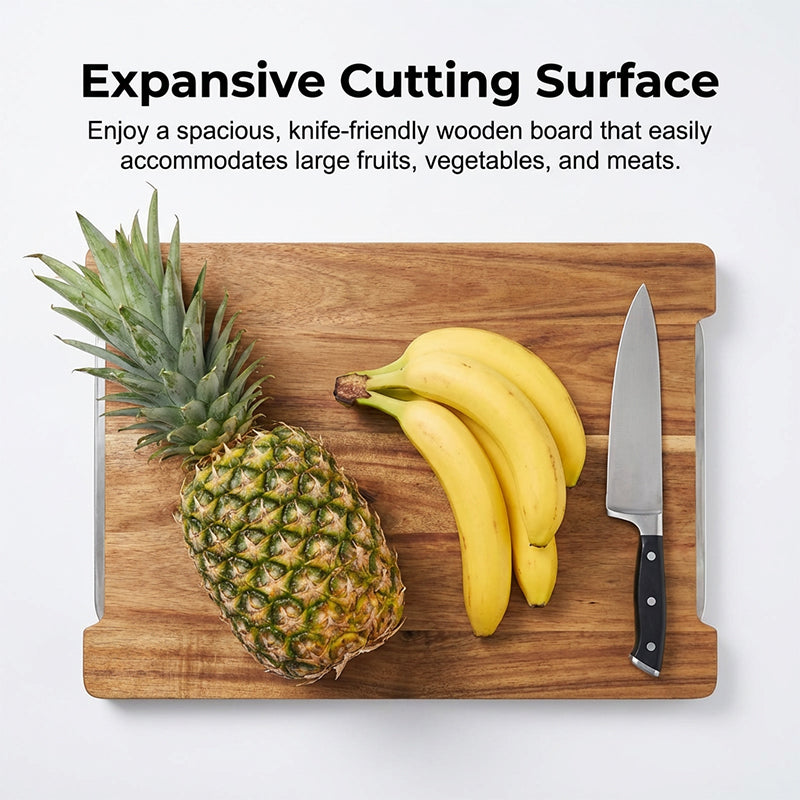 🔪 50 % SPAREN! Schneidebrett mit ausziehbarer Schale – aus Holz, leicht zu reinigen, perfekt für Käse, Obst & Gemüse. 🧀🍎
