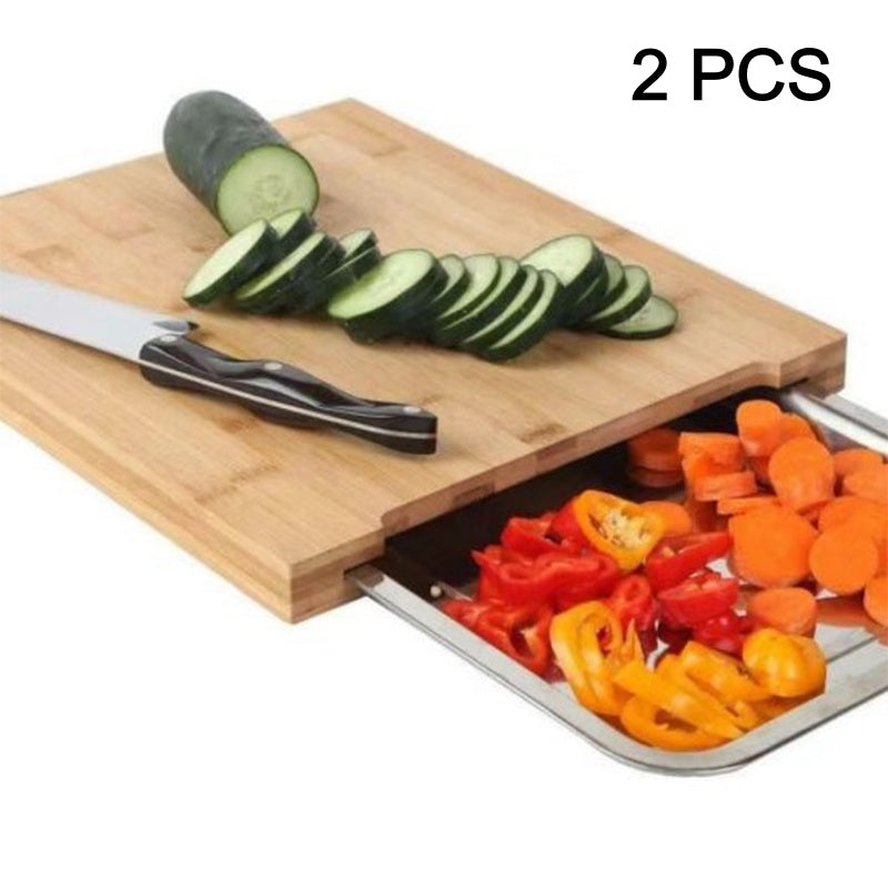 🔪 50 % SPAREN! Schneidebrett mit ausziehbarer Schale – aus Holz, leicht zu reinigen, perfekt für Käse, Obst & Gemüse. 🧀🍎