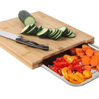 🔪 50 % SPAREN! Schneidebrett mit ausziehbarer Schale – aus Holz, leicht zu reinigen, perfekt für Käse, Obst & Gemüse. 🧀🍎