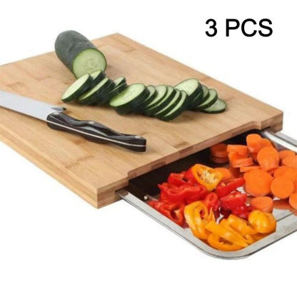 🔪 50 % SPAREN! Schneidebrett mit ausziehbarer Schale – aus Holz, leicht zu reinigen, perfekt für Käse, Obst & Gemüse. 🧀🍎