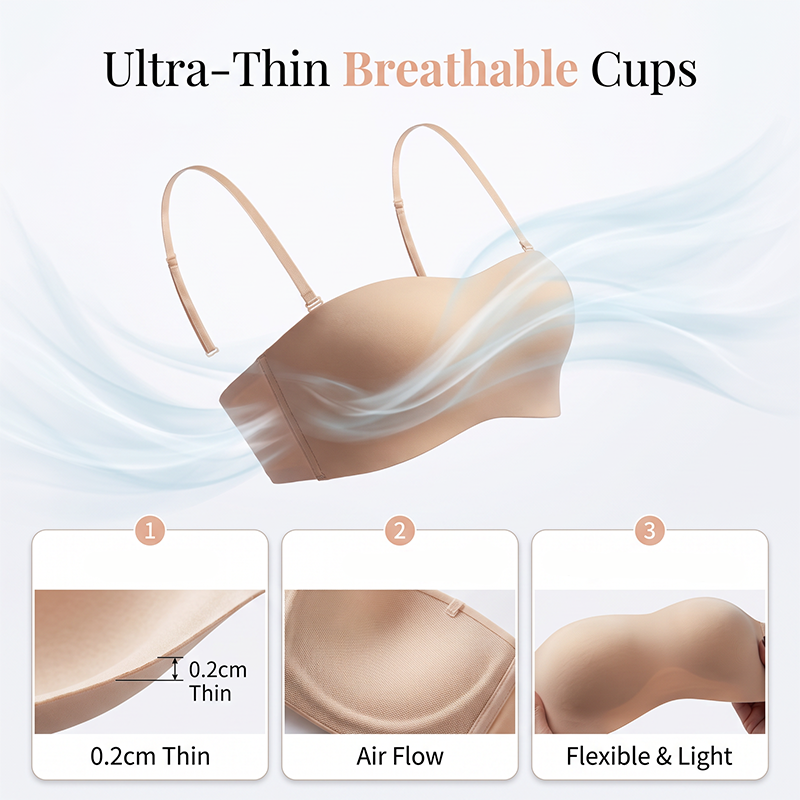 👙 50% RABATT! ✨ Damen Unsichtbarer Push-up Bandeau-BH – Stützend, nahtlos & verstellbar – Perfekt für trägerlose Looks & besondere Anlässe 💃