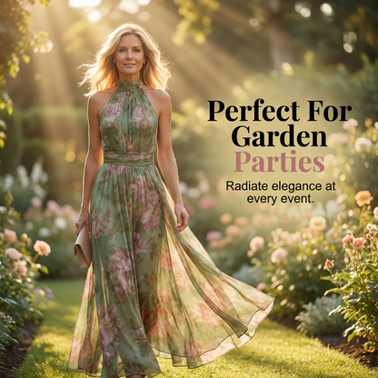 🌸 50% RABATT! 👗 Elegantes Maxi-Kleid mit Blumendruck & Neckholder – Fließender Stoff, figurschmeichelnd & Boho-Stil – Ideal für Sommer, Urlaub & warme Abende ☀️