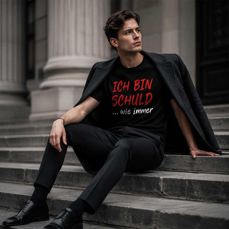 🔥Solange der Vorrat reicht 40 % Rabatt!🎉Witziges deutsches Slogan-T-Shirt für Herren, schwarz, Kurzarm, Rundhalsausschnitt