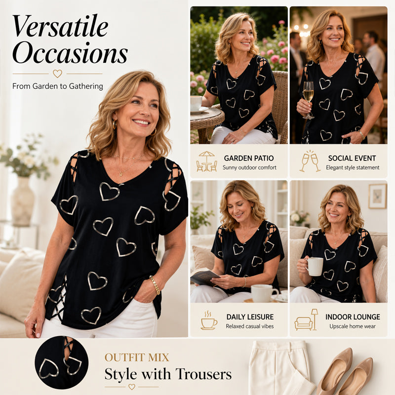 🌺Damen Lässiges V-Ausschnitt Kurzarm T-Shirt