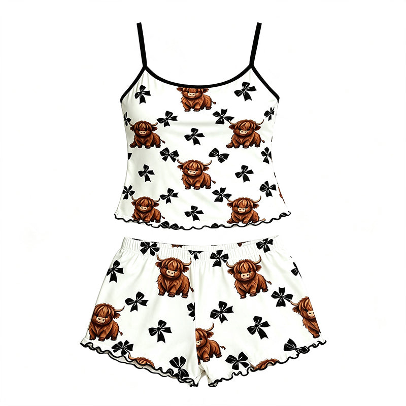 🌸 50% RABATT JETZT! 🌸 Sommer-Schlafanzug-Set mit Spaghettiträgern und Cami-Oberteil