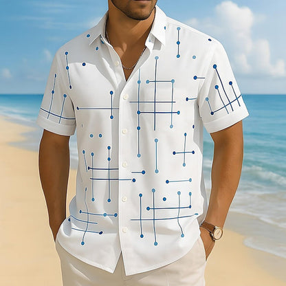 ☀️ 50% RABATT! 👔 Herren Geometrisches Muster Kurzarmhemd – Locker sitzend, weich & luftig – Perfekt für Urlaub & heiße Tage ✨
