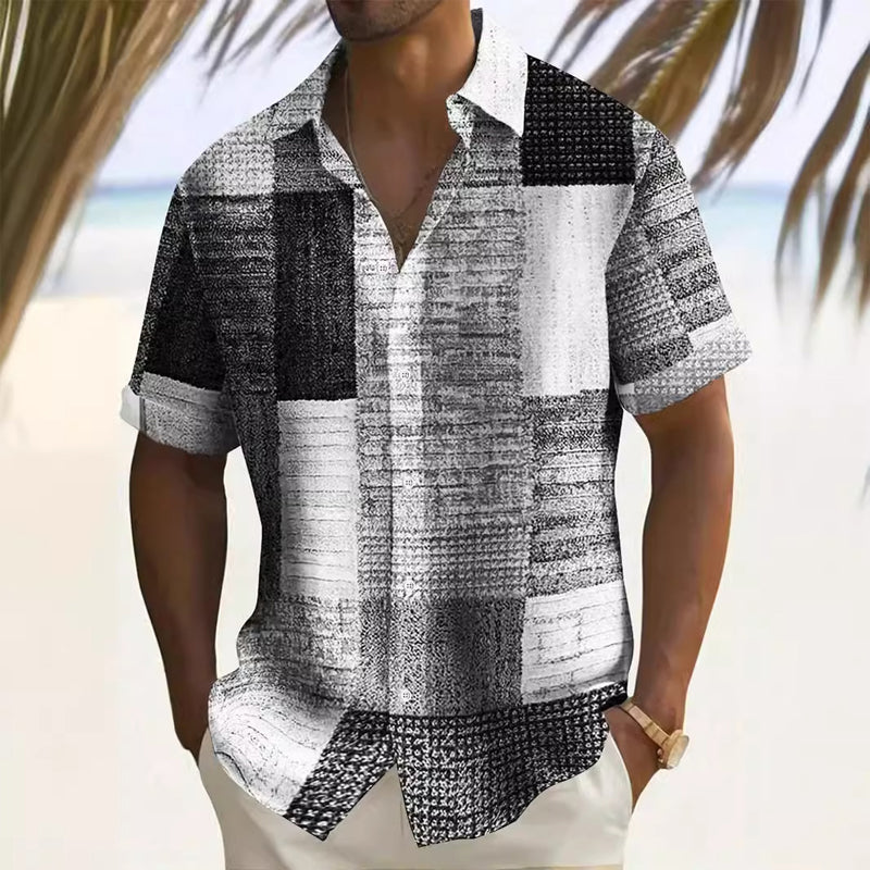👔 ZEITLICH BEGRENZT 50% RABATT! ✨ Herren Kontrast-Muster Hemd – Lässiges Freizeithemd für Alltag 🌿
