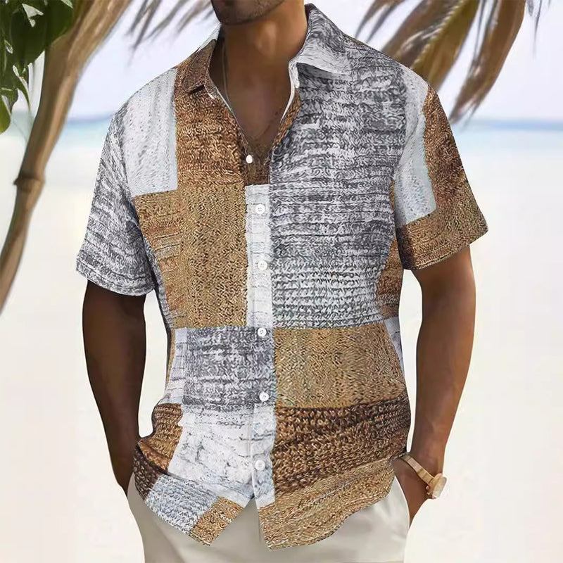 👔 ZEITLICH BEGRENZT 50% RABATT! ✨ Herren Kontrast-Muster Hemd – Lässiges Freizeithemd für Alltag 🌿