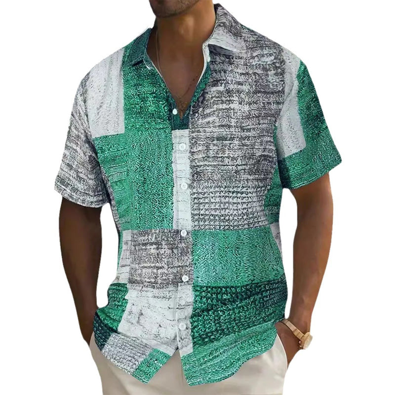 👔 ZEITLICH BEGRENZT 50% RABATT! ✨ Herren Kontrast-Muster Hemd – Lässiges Freizeithemd für Alltag 🌿