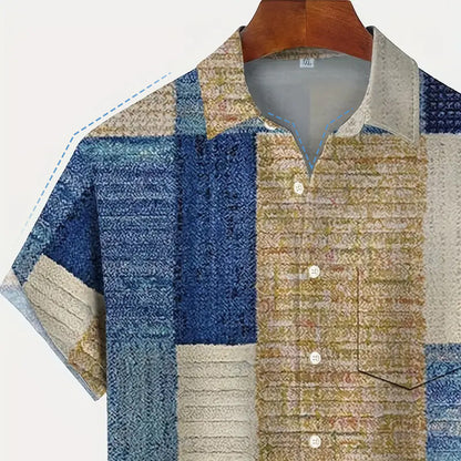 👔 ZEITLICH BEGRENZT 50% RABATT! ✨ Herren Kontrast-Muster Hemd – Lässiges Freizeithemd für Alltag 🌿