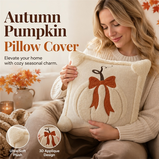 🎃 Gemütlicher Kürbis-Kissenbezug – Herbstliche Dekoration für Sofa & Zuhause