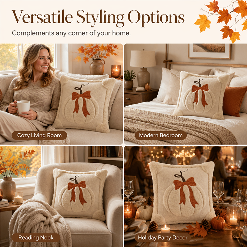 🎃 Gemütlicher Kürbis-Kissenbezug – Herbstliche Dekoration für Sofa & Zuhause