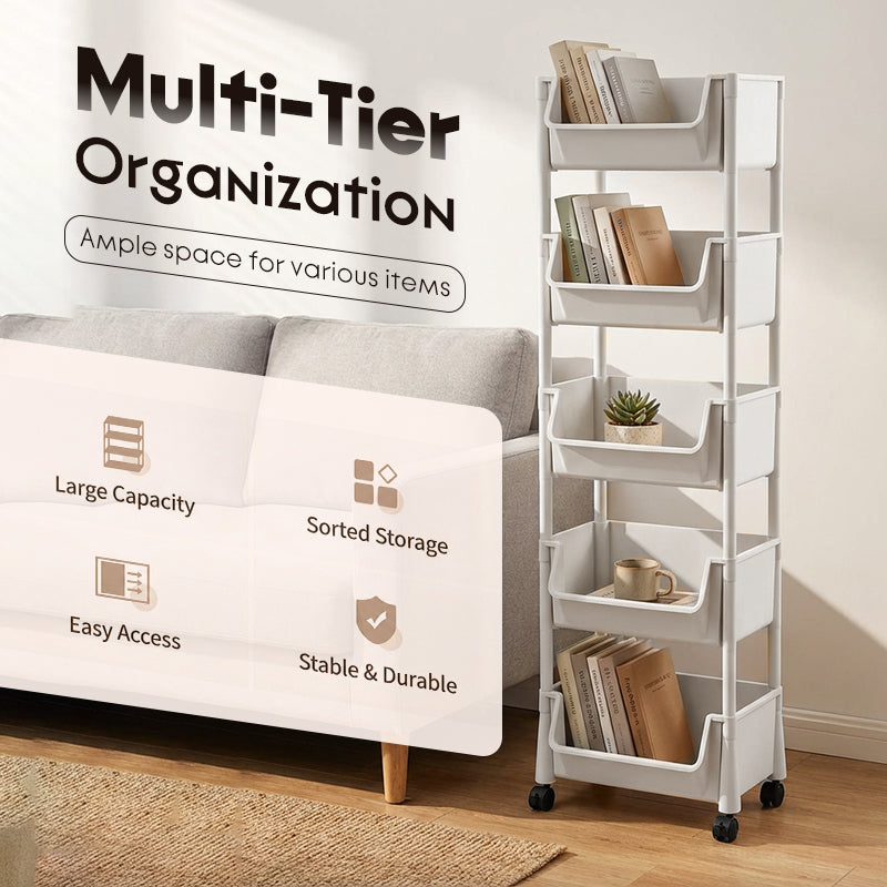 🎉 BEFRISTETES ANGEBOT: 50% RABATT! 🛒 Mehrstöckiger Rollwagen für enge Räume – Schmales Profil, Leichtgängige Rollen & Großes Fassungsvermögen 📦✨
