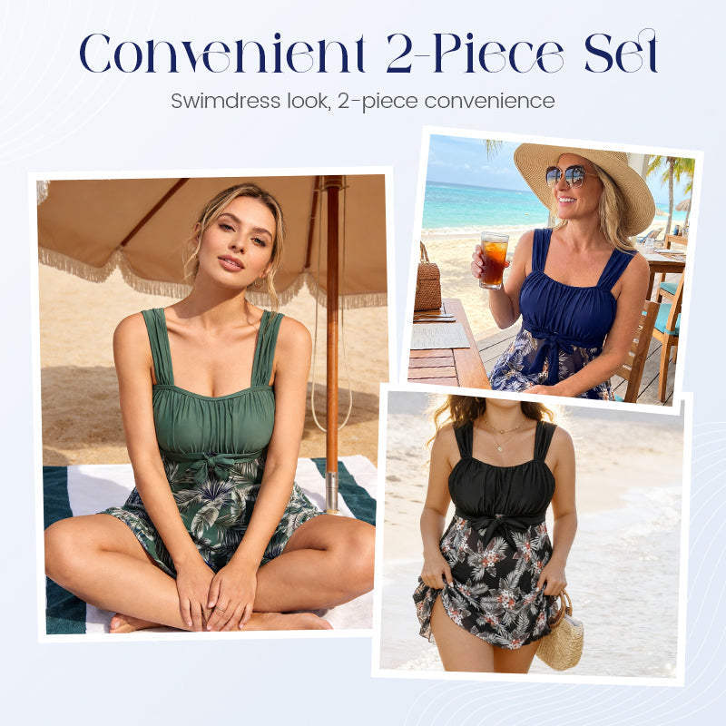 ✨2-teiliges Badeanzug-Set in Übergröße mit figurformendem Effekt
