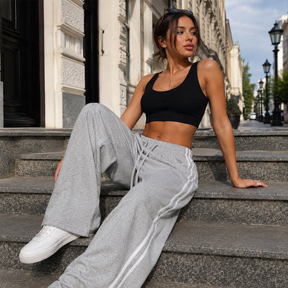 🧘‍♀️ 50 % Rabatt – Weite Sporthose mit elastischem Bund & Zugschnur – seitliche Zierbänder, leicht & vielseitig – ideal für Yoga, Fitness & Freizeit 👖