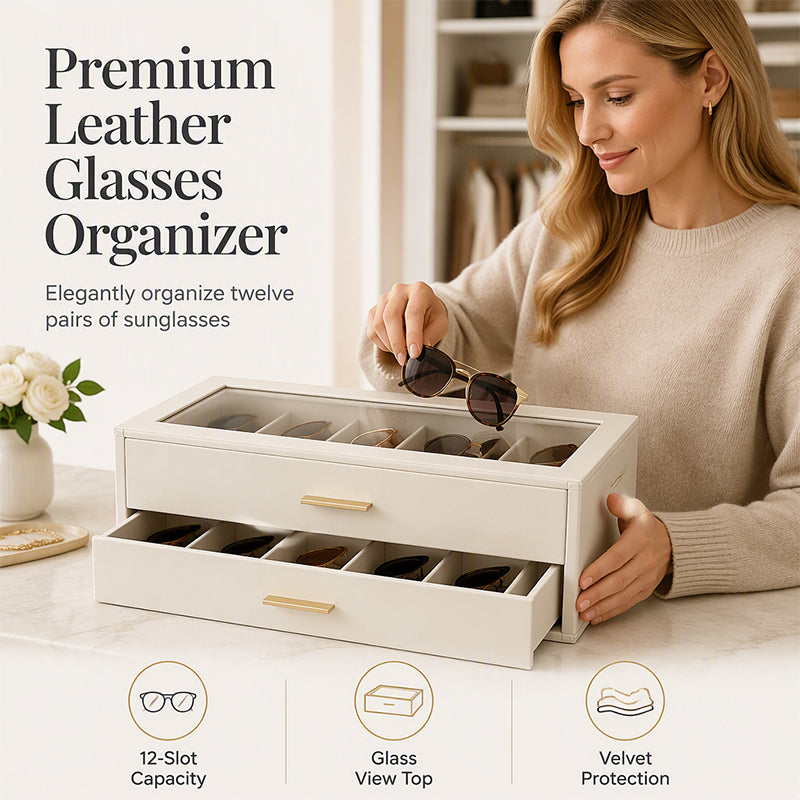 🕶️ 50% RABATT! 📦 2-stöckige Sonnenbrillen-Aufbewahrungsbox – Transparenter Glasdeckel, staubdicht & platzsparend – Ideal für Brillensammlung & stilvolle Präsentation ✨