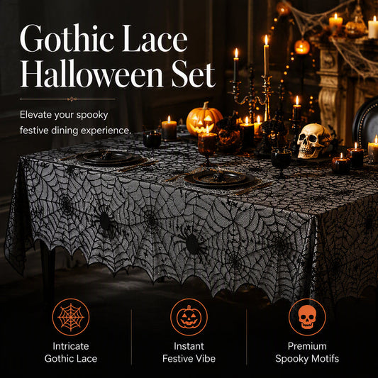 🎃NUR FÜR BEGRENZTE ZEIT: 50 % RABATT! ⏰Gruseliges Halloween-Muster – Set aus Tischdecke und Platzsets