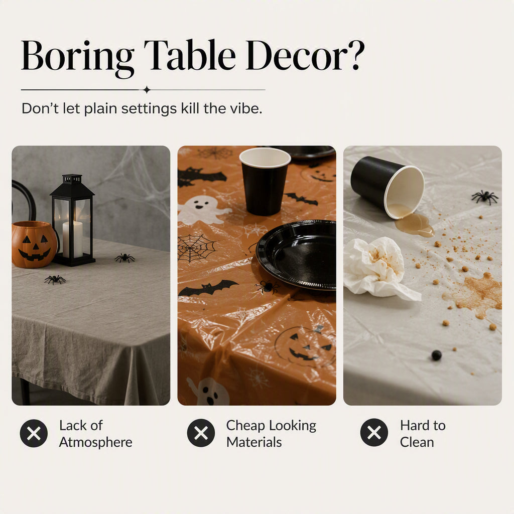 🎃NUR FÜR BEGRENZTE ZEIT: 50 % RABATT! ⏰Gruseliges Halloween-Muster – Set aus Tischdecke und Platzsets